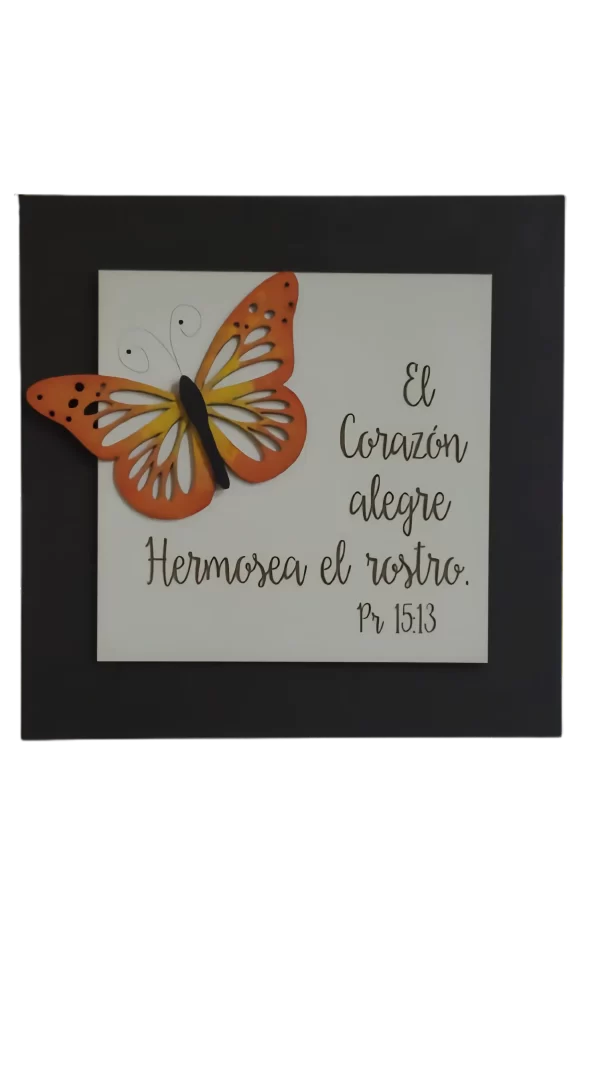 Joy Hogar Cuadro decorativo con mariposa con mensaje Bíblico