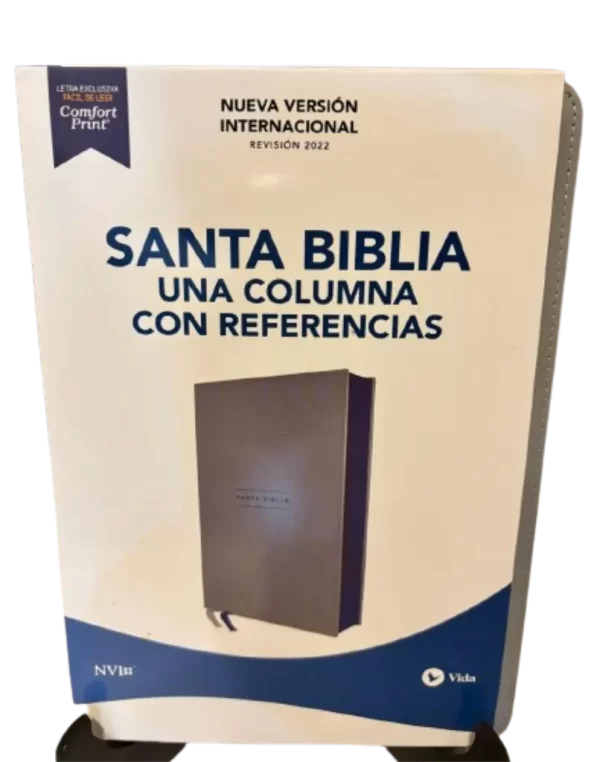 Santa Biblia una columna con referencias color gris