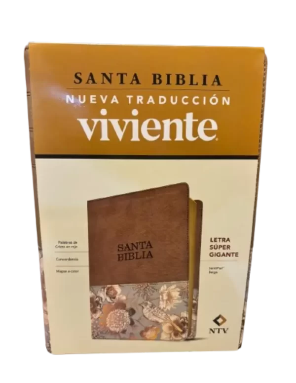 SANTA BIBLIA NUEVA TRADUCCION VIVIENTE COLOR CAFÉ DISEÑO DE FLORES